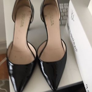 Prada classic black patent leather low heels